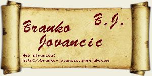 Branko Jovančić vizit kartica